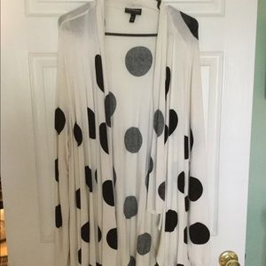 White with black polka dot cardigan